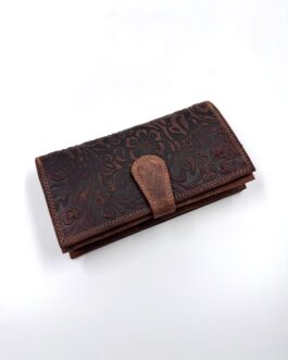 Дамски портфейл от естествена кожа Хънтър на цветя в кафяво 2018