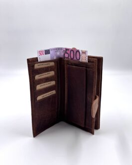 Дамски портфейл от естествена кожа Хънтър на цветя в кафяво 2018