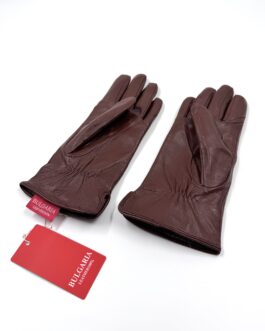 Дамски ръкавици от естествена агнешка кожа в бордо 02