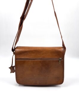 Унисекс чанта през рамо от естествена кожа натурал 6389