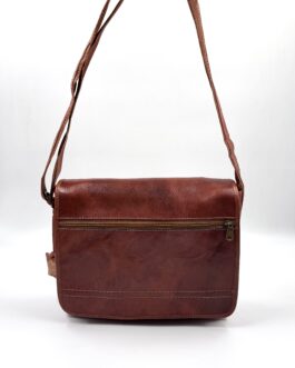 Унисекс чанта през рамо от естествена кожа в кафяво 6389