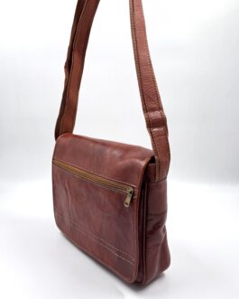 Унисекс чанта през рамо от естествена кожа в кафяво 6389