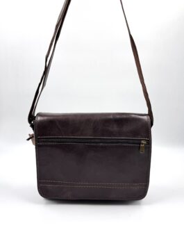 Унисекс чанта през рамо от естествена кожа в тъмнокафяво 6389