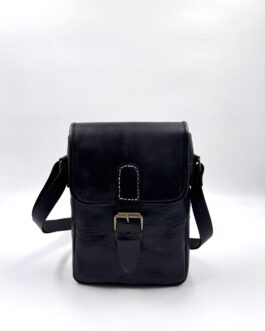 Винтидж чанта през рамо от естествена кожа в черно 1034