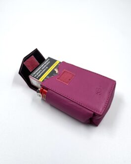 Калъф за цигари от естествена кожа цвят фуксия