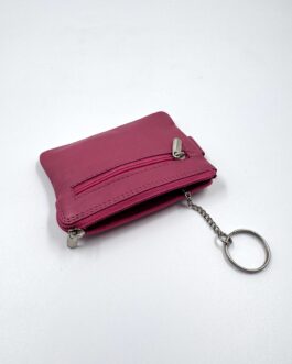 Ключодържател от естествена кожа в цвят фуксия 1-278