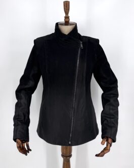 Стилно дамско яке от естествен велур в черен цвят 33