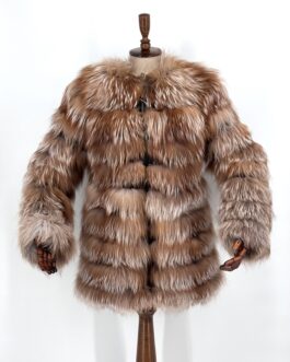 Дамско палто 3 в 1  от естествен косъм на лисица натурал