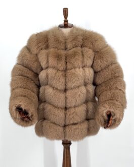 Дамско палто 2 в 1 от естествен косъм на лисица в бежово