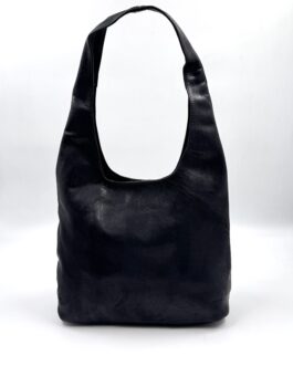 Дамска чанта тип торба от естествена кожа в черно 07492