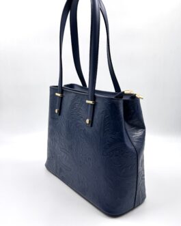 Дамска чанта от естествена кожа в тъмносиньо 1889