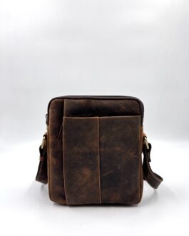 Мъжка чанта през рамо от естествена Хънтър кожа в кафяво 004