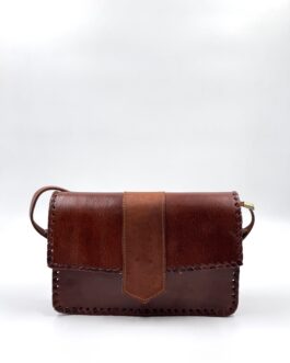 Дамска винтидж чанта през рамо от естествена кожа в кафяво 05348