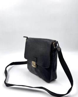 Мъжка чанта през рамо от естествена кожа в черно 05351