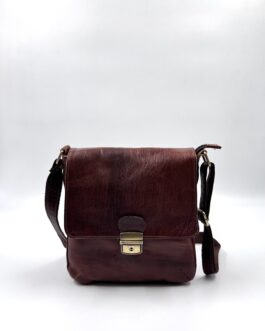 Мъжка чанта през рамо от естествена кожа в кафяво 05351