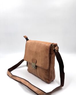 Мъжка чанта през рамо от естествена кожа натурал 05351