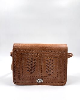 Мароканска чанта през рамо от естествена кожа натурал 5080