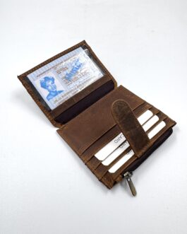 Картхолдър от естествена Хънтър кожа в кафяво 0930