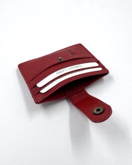 Картхолдър от естествена кожа в червено 0931