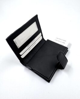 Портфейл с картхолдър от естествена кожа в черно 0933