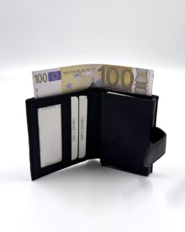 Портфейл с картхолдър от естествена кожа в черно 0933