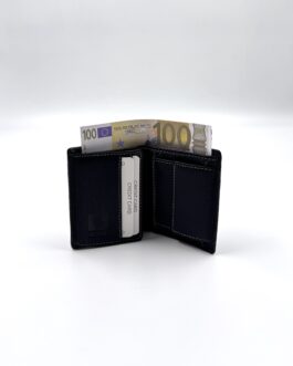 Мъжки портфейл от естествена кожа в черно 0937