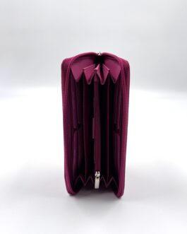 Дамски портфейл и ключодържател от естествена кожа в цвят фуксия 01036