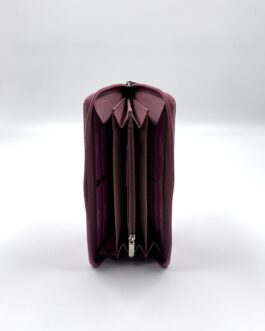 Дамски портфейл и ключодържател от естествена кожа в цвят пепел от рози 01036