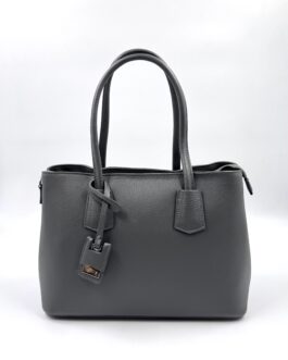 Дамска чанта от естествена кожа в тъмносиво 069