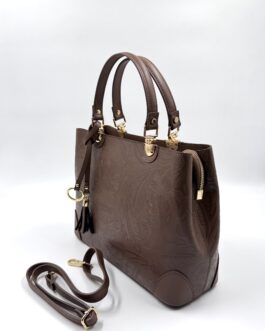 Дамска чанта от естествена кожа в кафяво 188-1