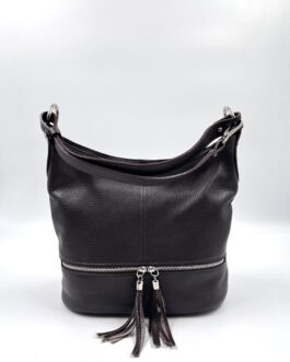 Дамска чанта от естествена кожа в тъмнокафяво 01218