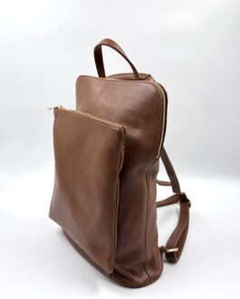 Голяма дамска раница от естествена кожа в кафяво 163