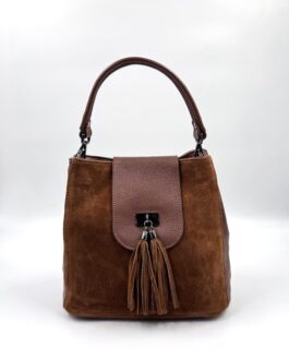 Дамска чанта от естествена кожа в кафяво 827