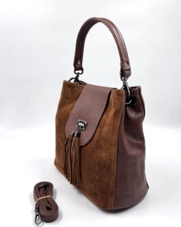 Дамска чанта от естествена кожа в кафяво 827