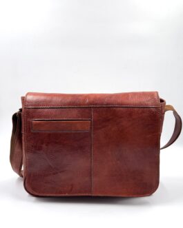 Голяма унисекс чанта през рамо от естествена кожа в кафяво 1571