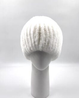 Дамска шапка от естествен косъм на чинчила в бяло 099