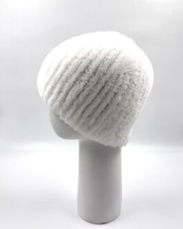 Дамска шапка от естествен косъм на чинчила в бяло 099