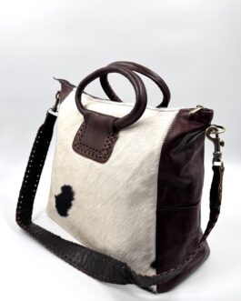 Голяма дамска чанта от естествена кожа и косъм 821-3