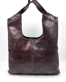 Голяма дамска чанта от естествена кожа в тъмнокафяво 8916