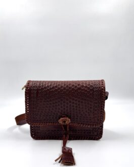 Винтидж чанта през рамо от естествена кожа в кафяво 2562