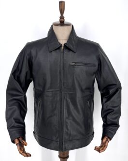 Мъжко яке от естествена кожа в черно 34 + Макси размери
