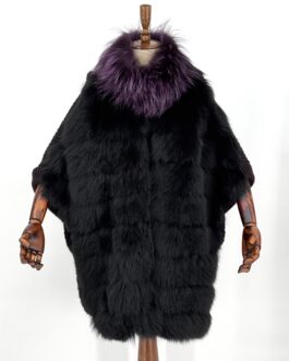 Бутикова овърсайз жилетка от дебело плетиво и естествен косъм 001