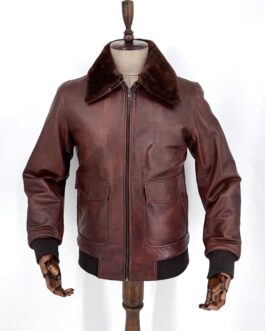 Пилотско винтидж яке от естествена кожа в кафяво 3