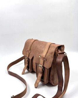 Голяма унисекс чанта от естествена кожа натурал 0299-3