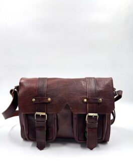 Голяма унисекс чанта от естествена кожа в кафяво 0299-3