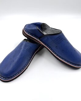 Марокански Унисекс кожени обувки- чехли Babouche в синьо