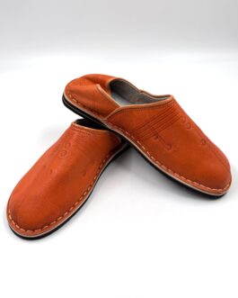 Марокански Унисекс кожени обувки- чехли Babouche в оранжево