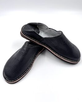 Марокански Унисекс кожени обувки- чехли Babouche в черно