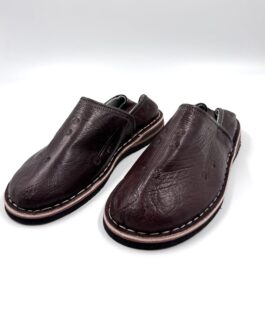 Марокански Унисекс кожени обувки- чехли Babouche в тъмнокафяво