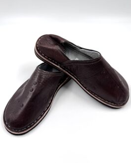 Марокански Унисекс кожени обувки- чехли Babouche в тъмнокафяво